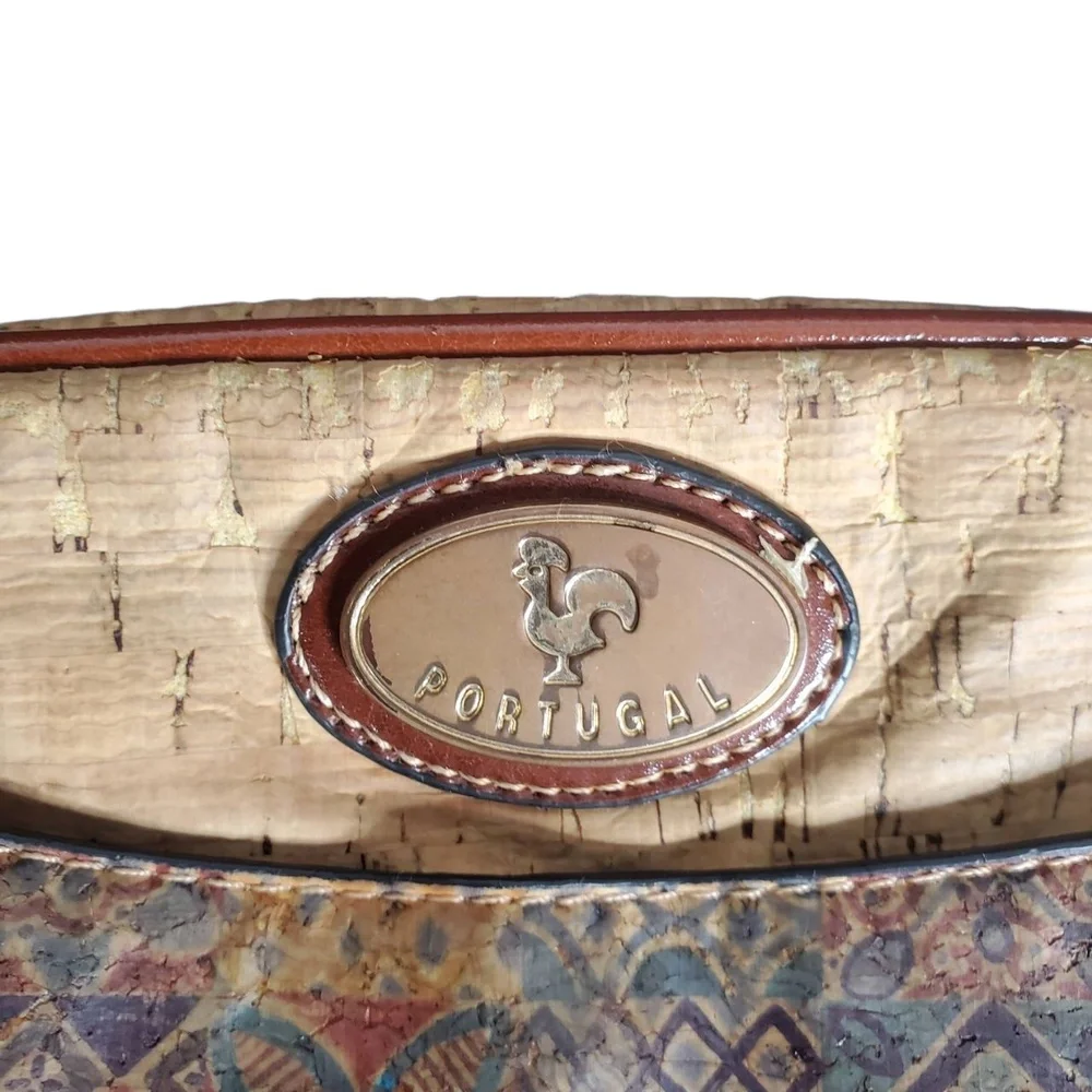 We Are Portugal Natural Cork Patchwork Crossbody Purse Brown‎ Strap